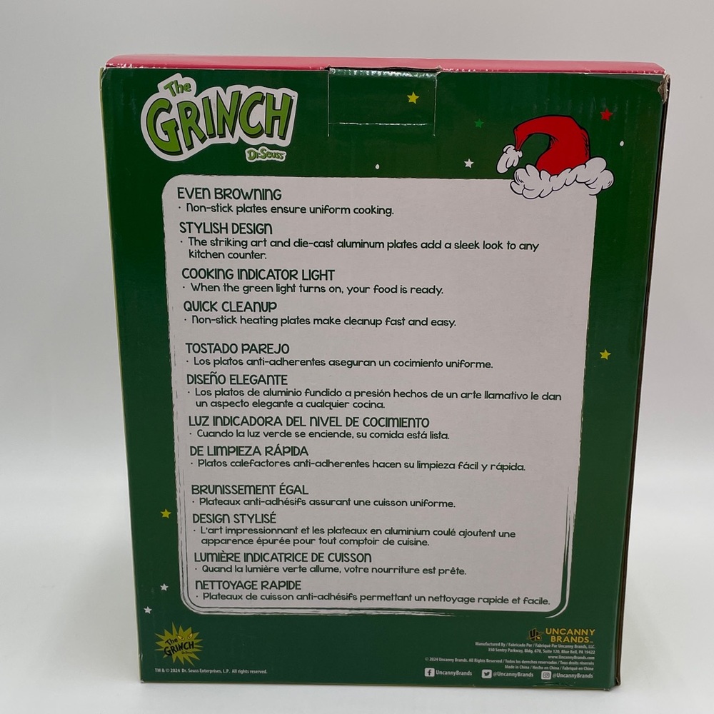 Grinch Waffle Maker Dr Seuss Non-Stick Plates - Picture 8 of 10